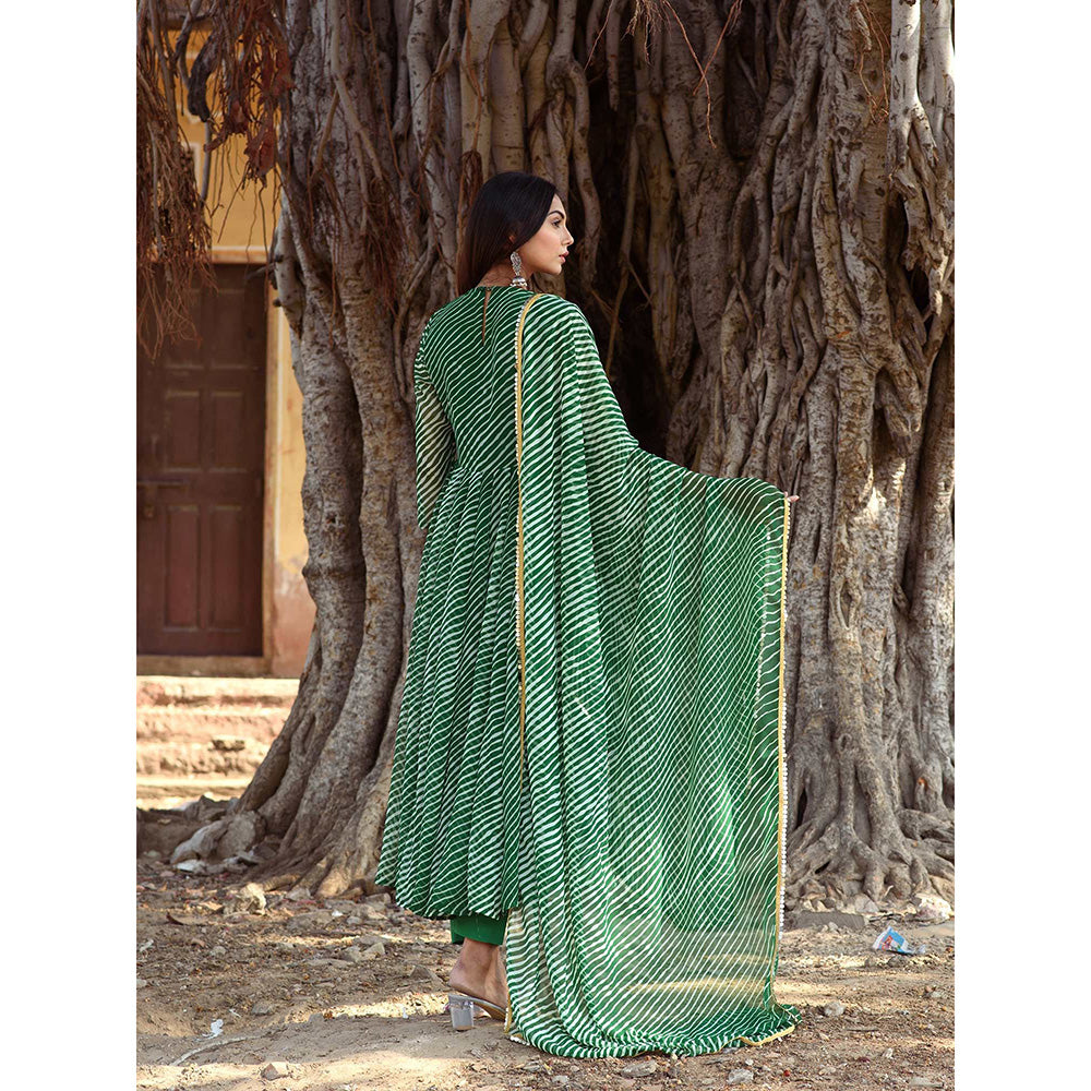 Gulabo Jaipur Rang Green Anarkali And Pant With Dupatta (Set Of 3)