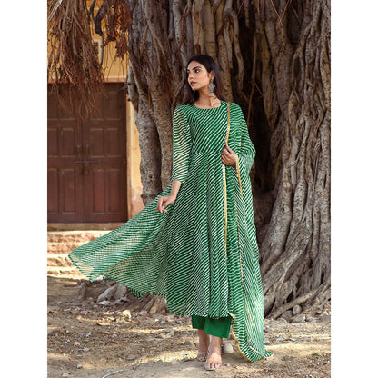 Gulabo Jaipur Rang Green Anarkali And Pant With Dupatta (Set Of 3)