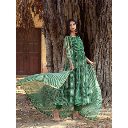 Gulabo Jaipur Rang Green Anarkali And Pant With Dupatta (Set Of 3)