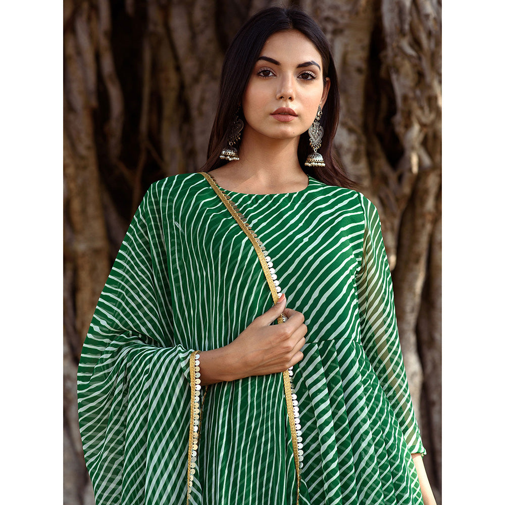 Gulabo Jaipur Rang Green Anarkali And Pant With Dupatta (Set Of 3)