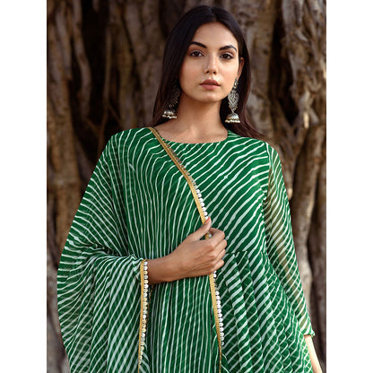 Gulabo Jaipur Rang Green Anarkali And Pant With Dupatta (Set Of 3)