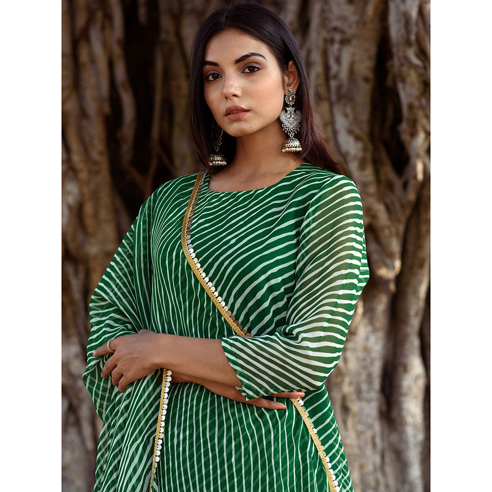 Gulabo Jaipur Rang Green Anarkali And Pant With Dupatta (Set Of 3)