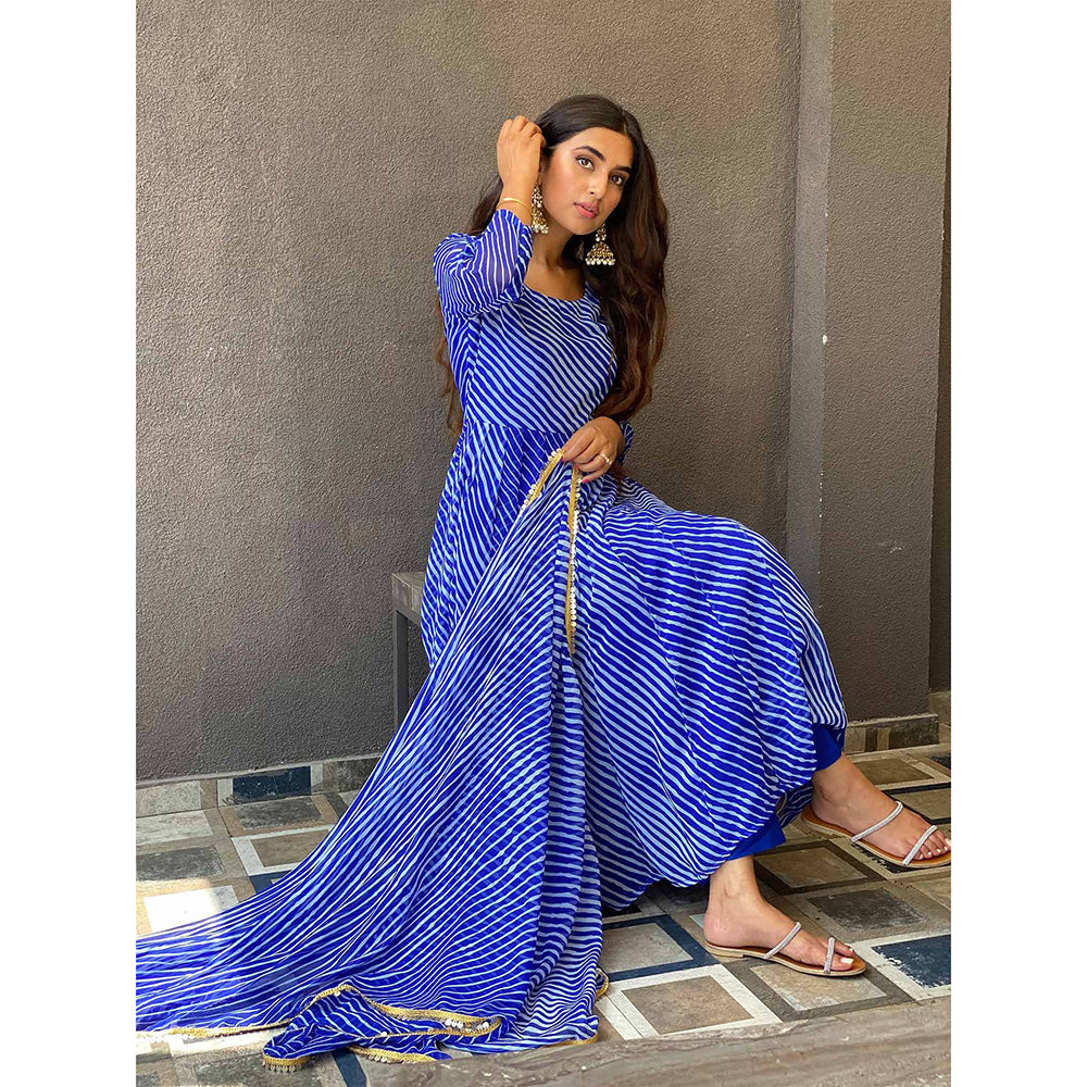 Gulabo Jaipur Rang Blue Anarkali And Pant With Dupatta (Set Of 3)