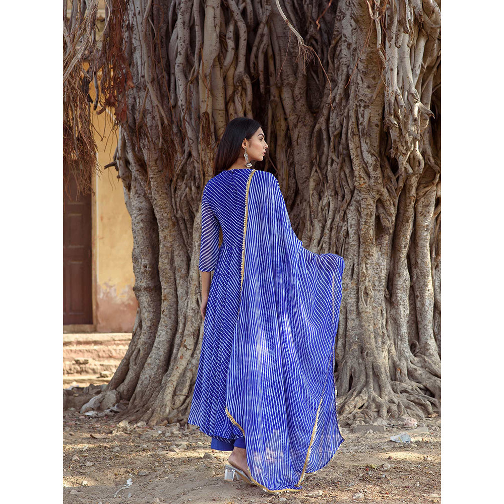Gulabo Jaipur Rang Blue Anarkali And Pant With Dupatta (Set Of 3)