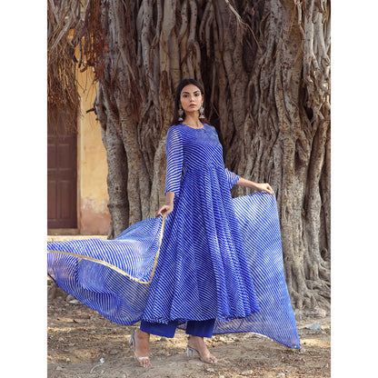 Gulabo Jaipur Rang Blue Anarkali And Pant With Dupatta (Set Of 3)