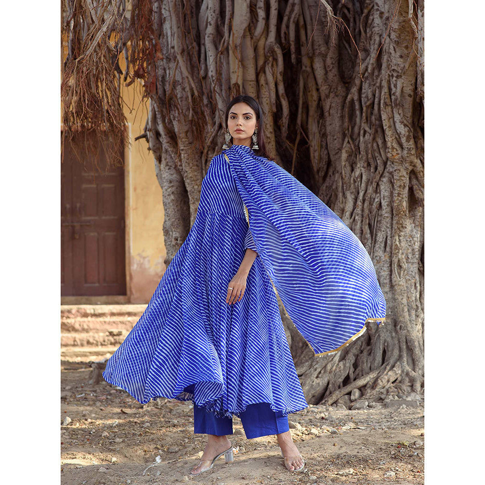 Gulabo Jaipur Rang Blue Anarkali And Pant With Dupatta (Set Of 3)