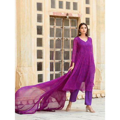 Gulabo Jaipur Rang Purple Straight Kurta And Pant With Inner & Dupatta (Set Of 4)