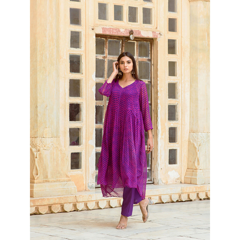 Gulabo Jaipur Rang Purple Straight Kurta And Pant With Inner & Dupatta (Set Of 4)