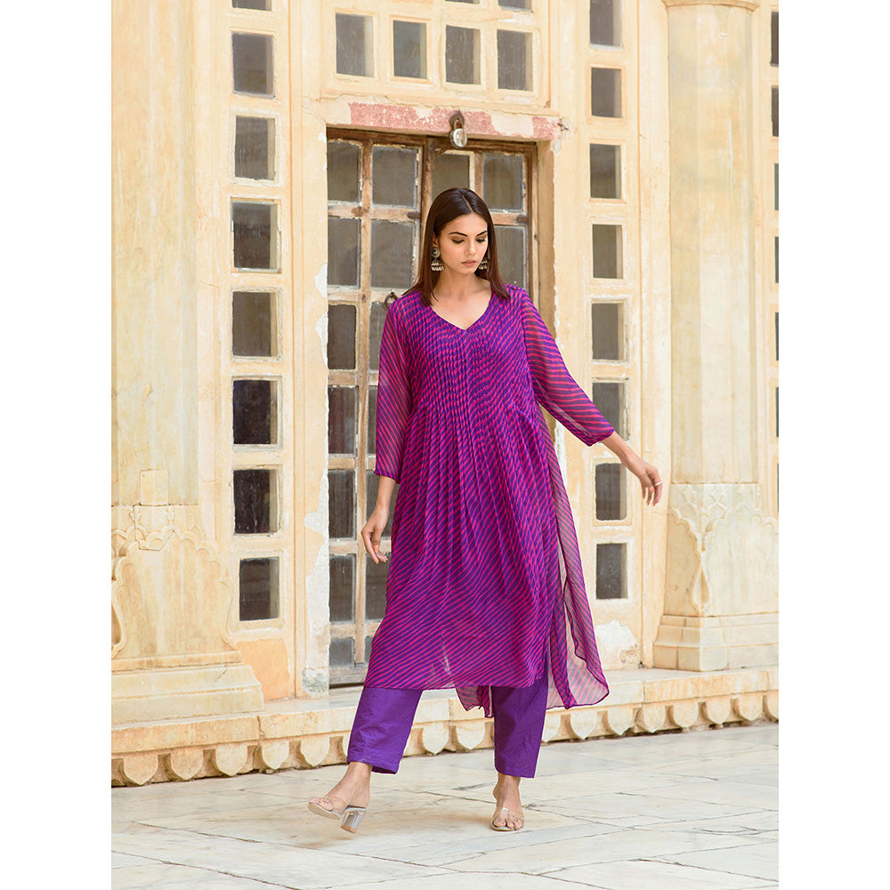Gulabo Jaipur Rang Purple Straight Kurta And Pant With Inner & Dupatta (Set Of 4)