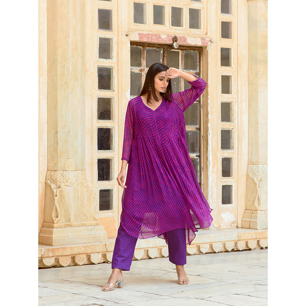 Gulabo Jaipur Rang Purple Straight Kurta And Pant With Inner & Dupatta (Set Of 4)