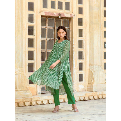 Gulabo Jaipur Rang Green Straight Kurta And Pant With Inner & Dupatta (Set Of 4)