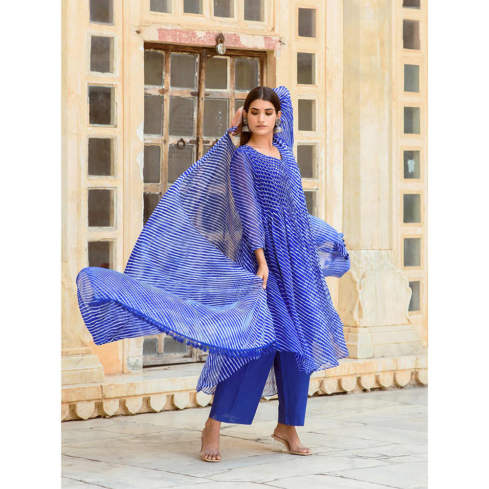 Gulabo Jaipur Rang Blue Straight Kurta And Pant With Inner & Dupatta (Set Of 4)