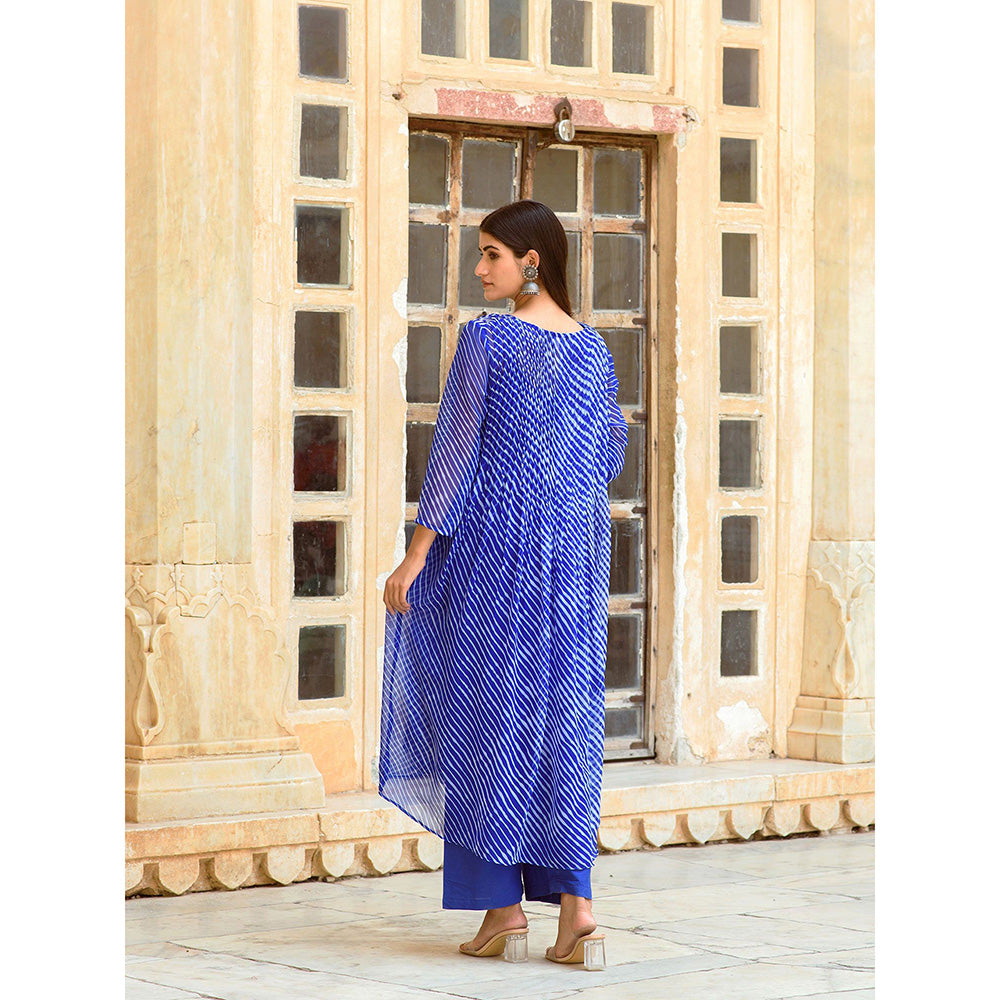 Gulabo Jaipur Rang Blue Straight Kurta And Pant With Inner & Dupatta (Set Of 4)