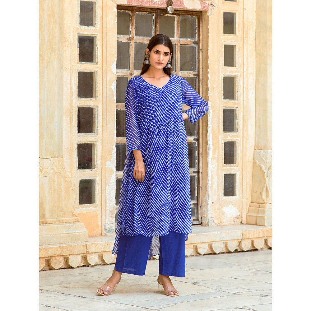 Gulabo Jaipur Rang Blue Straight Kurta And Pant With Inner & Dupatta (Set Of 4)