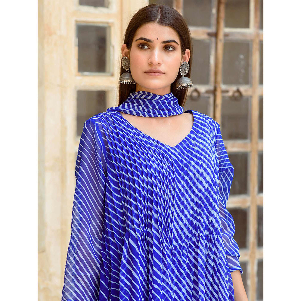 Gulabo Jaipur Rang Blue Straight Kurta And Pant With Inner & Dupatta (Set Of 4)