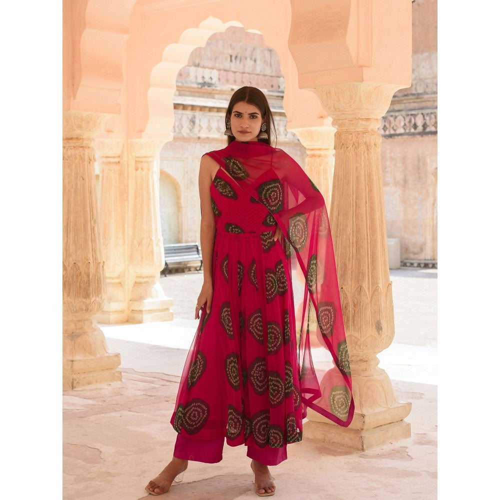 Gulabo Jaipur Ehsaas Rani Anarkali And Pant With Dupatta (Set Of 3)