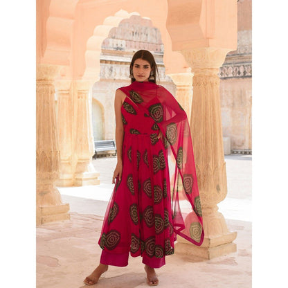 Gulabo Jaipur Ehsaas Rani Anarkali And Pant With Dupatta (Set Of 3)