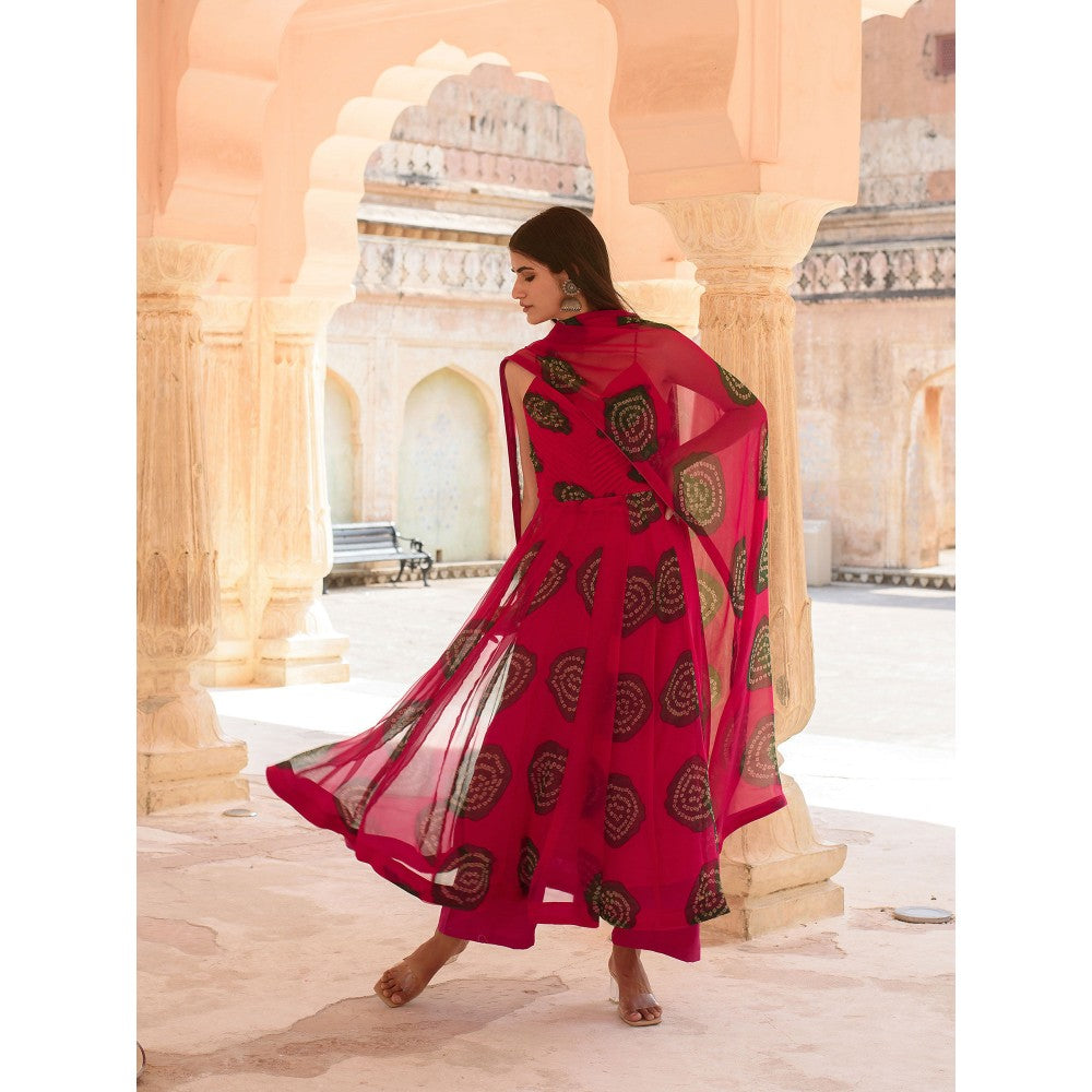 Gulabo Jaipur Ehsaas Rani Anarkali And Pant With Dupatta (Set Of 3)