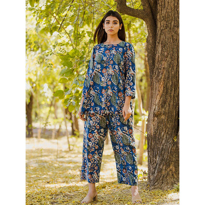 Gulabo Jaipur Morbagh Blue Kurta And Pant (Set Of 2)