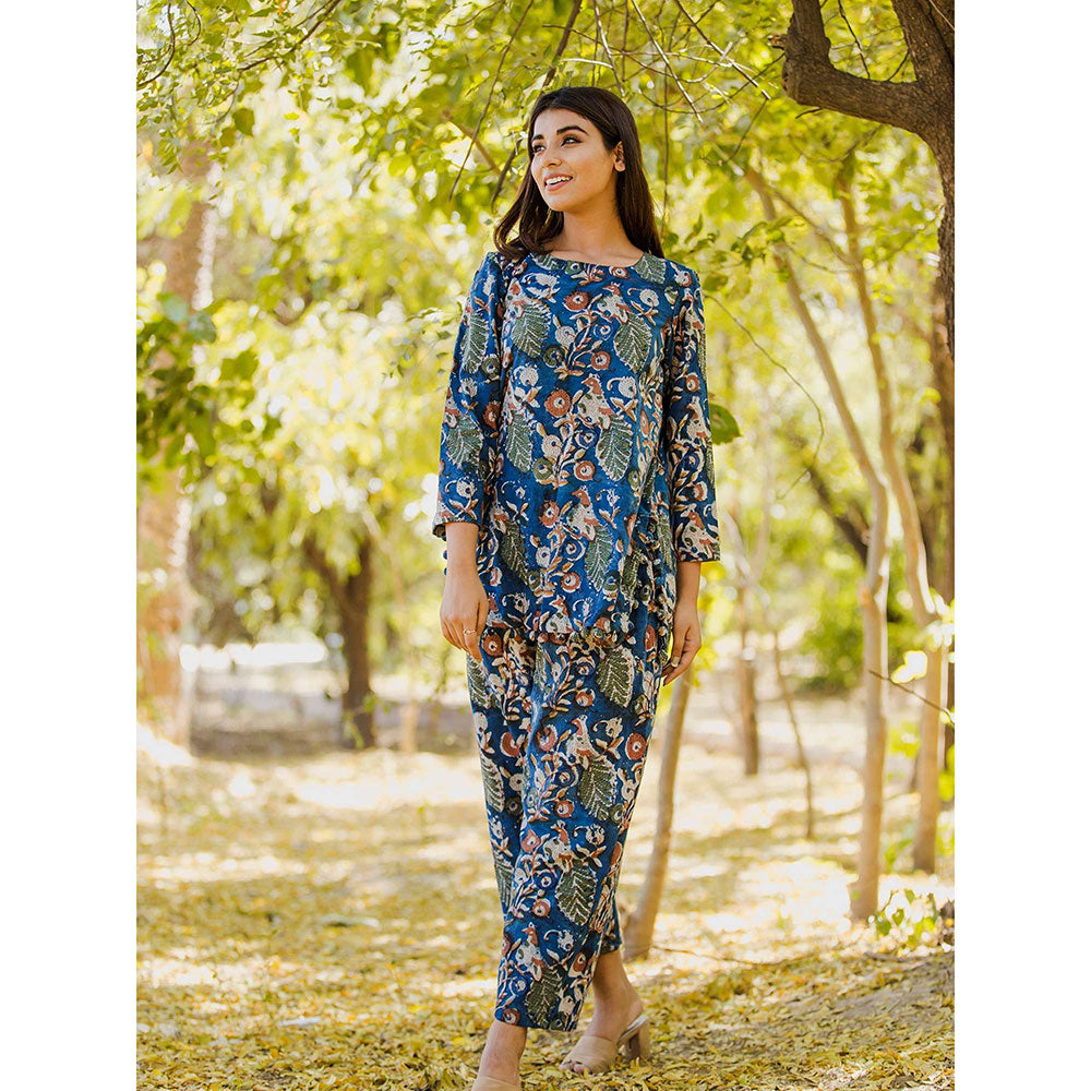 Gulabo Jaipur Morbagh Blue Kurta And Pant (Set Of 2)