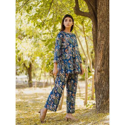 Gulabo Jaipur Morbagh Blue Kurta And Pant (Set Of 2)