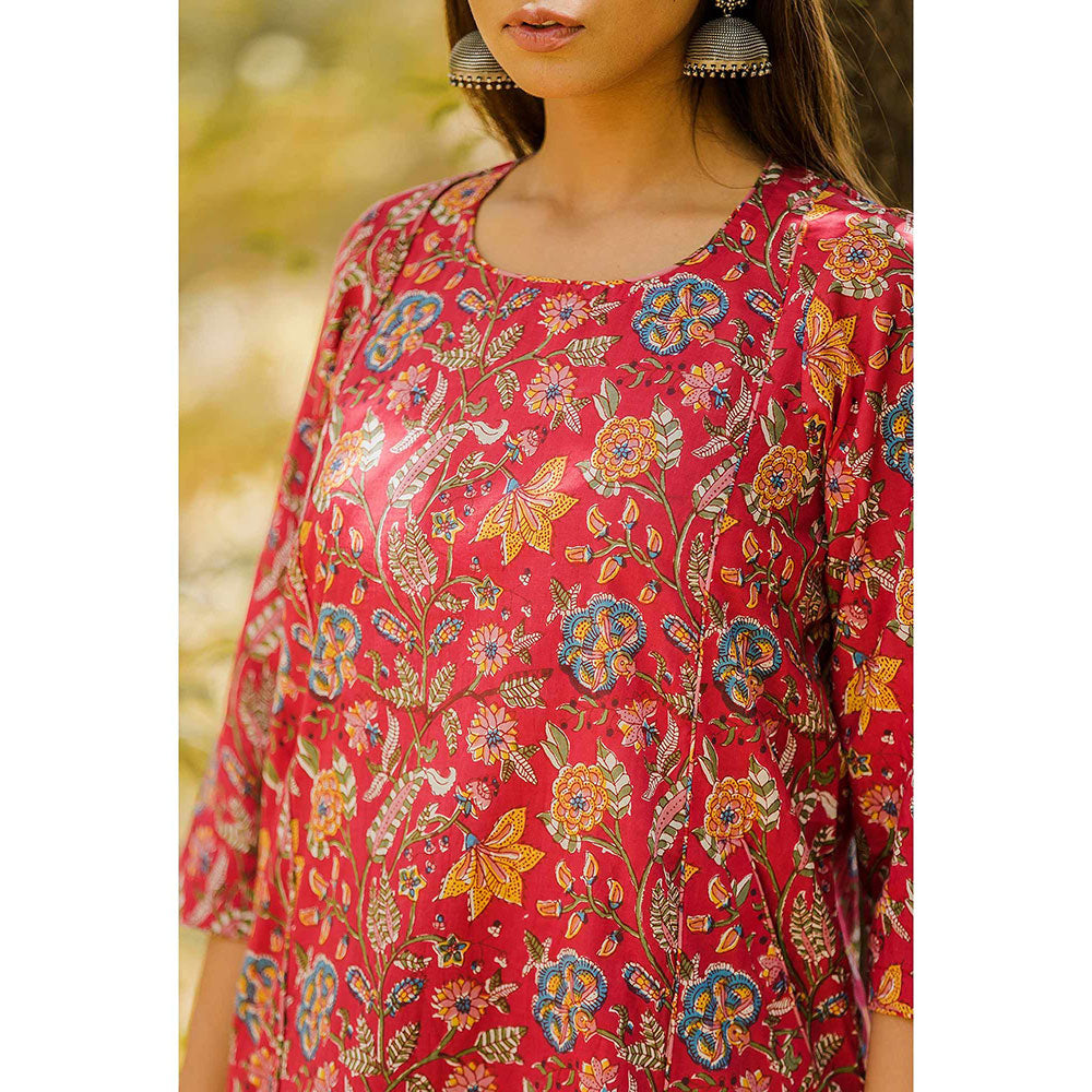 Gulabo Jaipur Roza Red Kurta And Pant (Set Of 2)