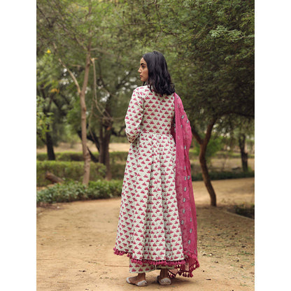 Gulabo Jaipur Padmini Pink Anarkali And Pant With Dupatta (Set of 3)