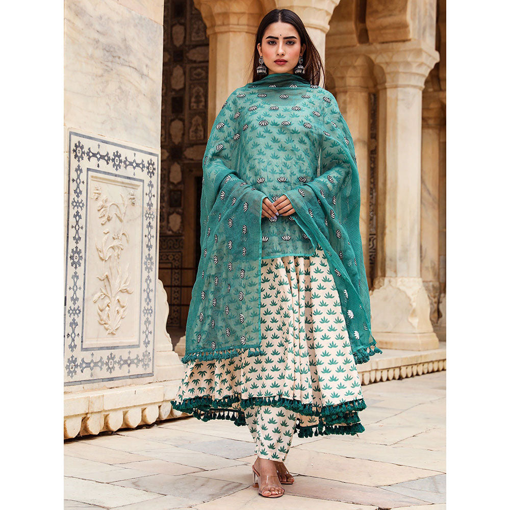 Gulabo Jaipur Padmini Green And Pant With Dupatta (Set of 3)