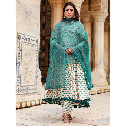 Gulabo Jaipur Padmini Green And Pant With Dupatta (Set of 3)