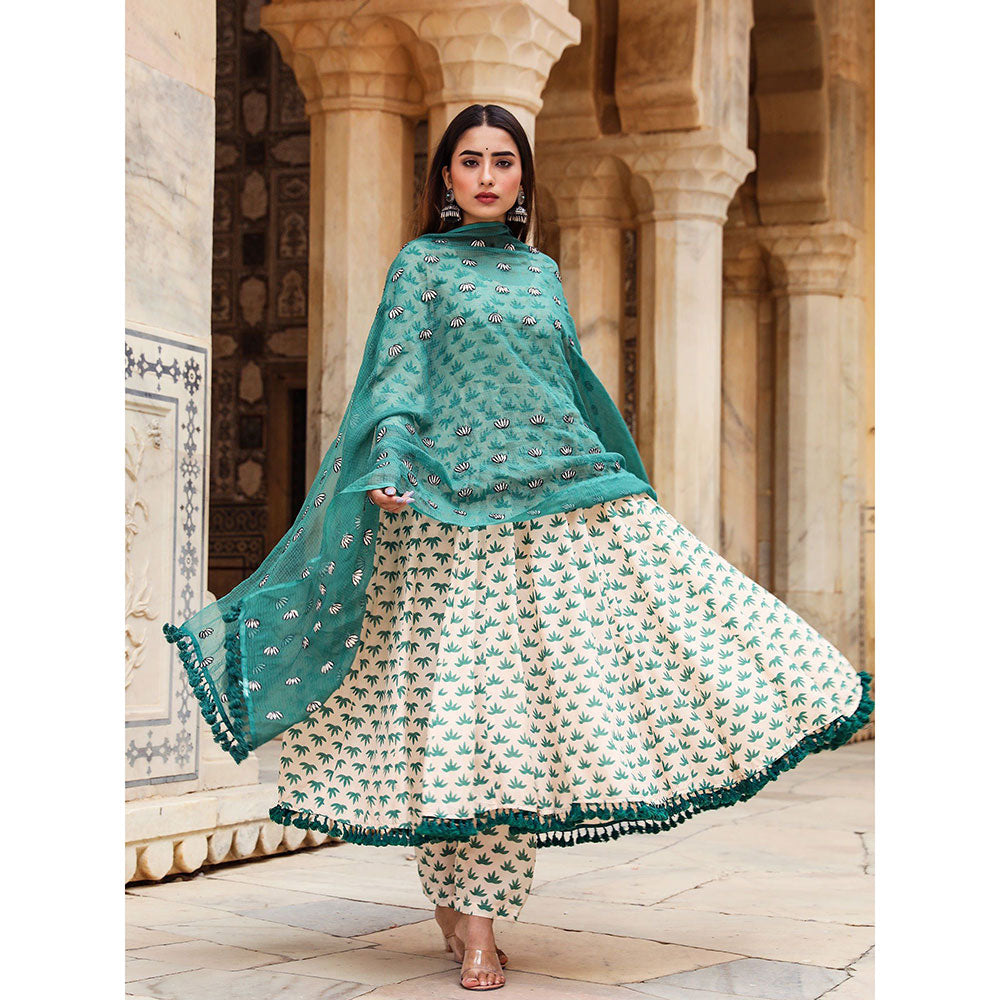 Gulabo Jaipur Padmini Green And Pant With Dupatta (Set of 3)
