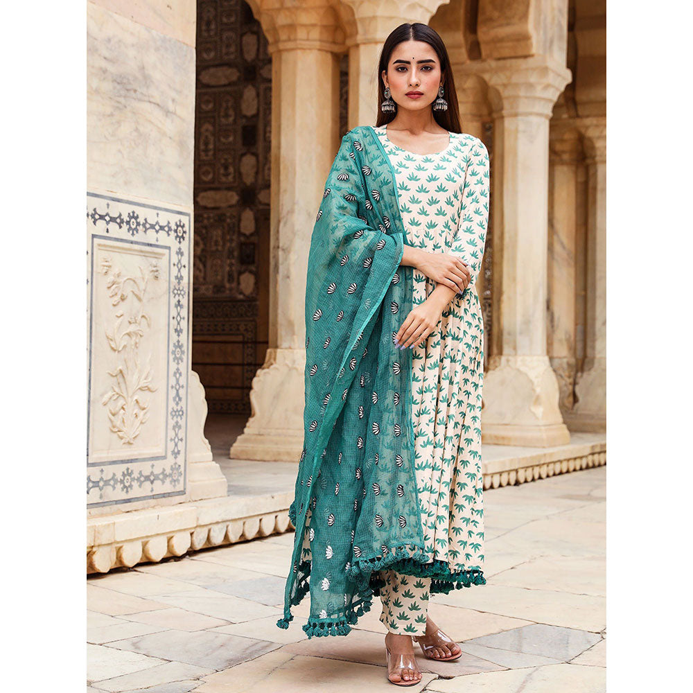 Gulabo Jaipur Padmini Green And Pant With Dupatta (Set of 3)