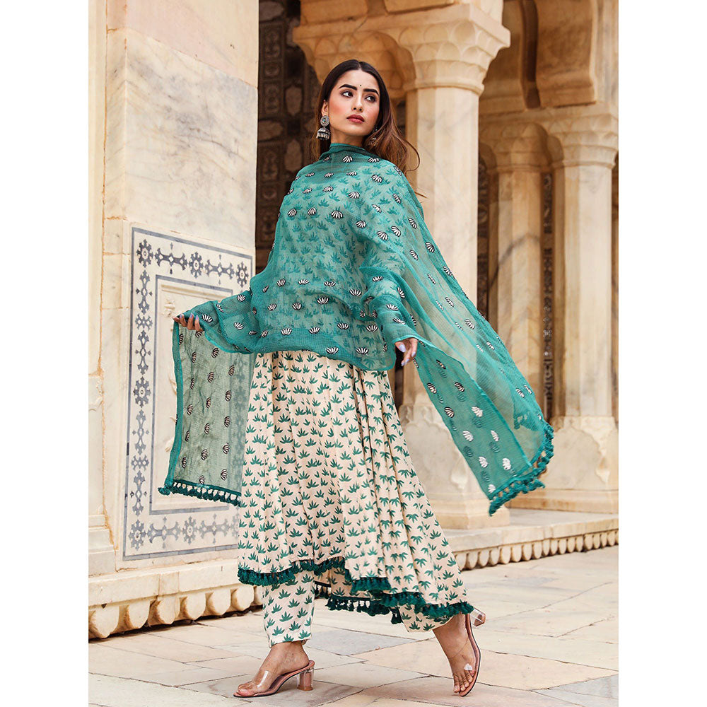 Gulabo Jaipur Padmini Green And Pant With Dupatta (Set of 3)