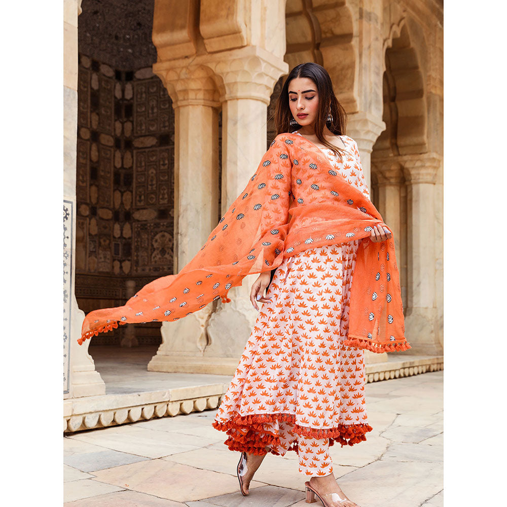 Gulabo Jaipur Padmini Orange And Pant With Dupatta (Set of 3)