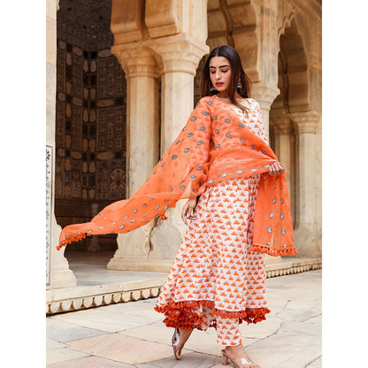 Gulabo Jaipur Padmini Orange And Pant With Dupatta (Set of 3)
