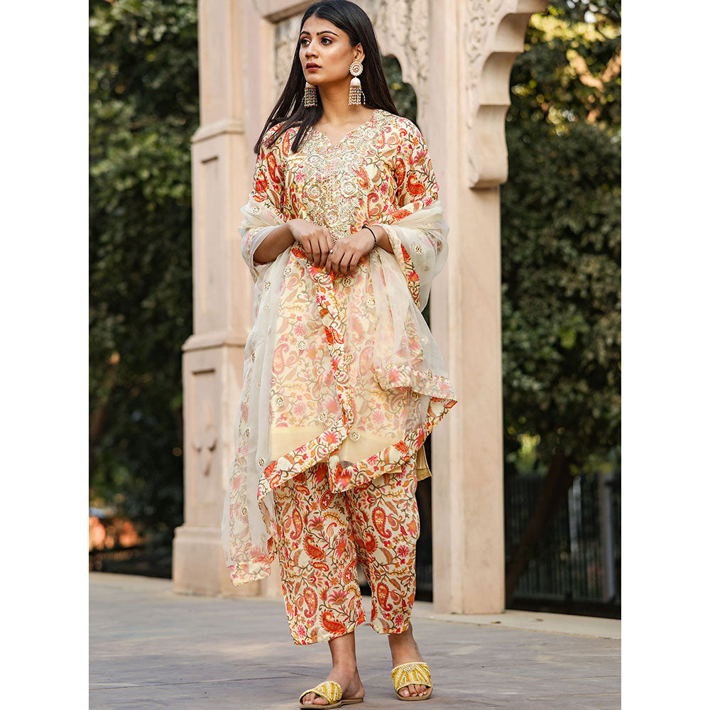 Gulabo Jaipur Kairi Yellow Straight Kurta And Pant With Dupatta (Set of 3)