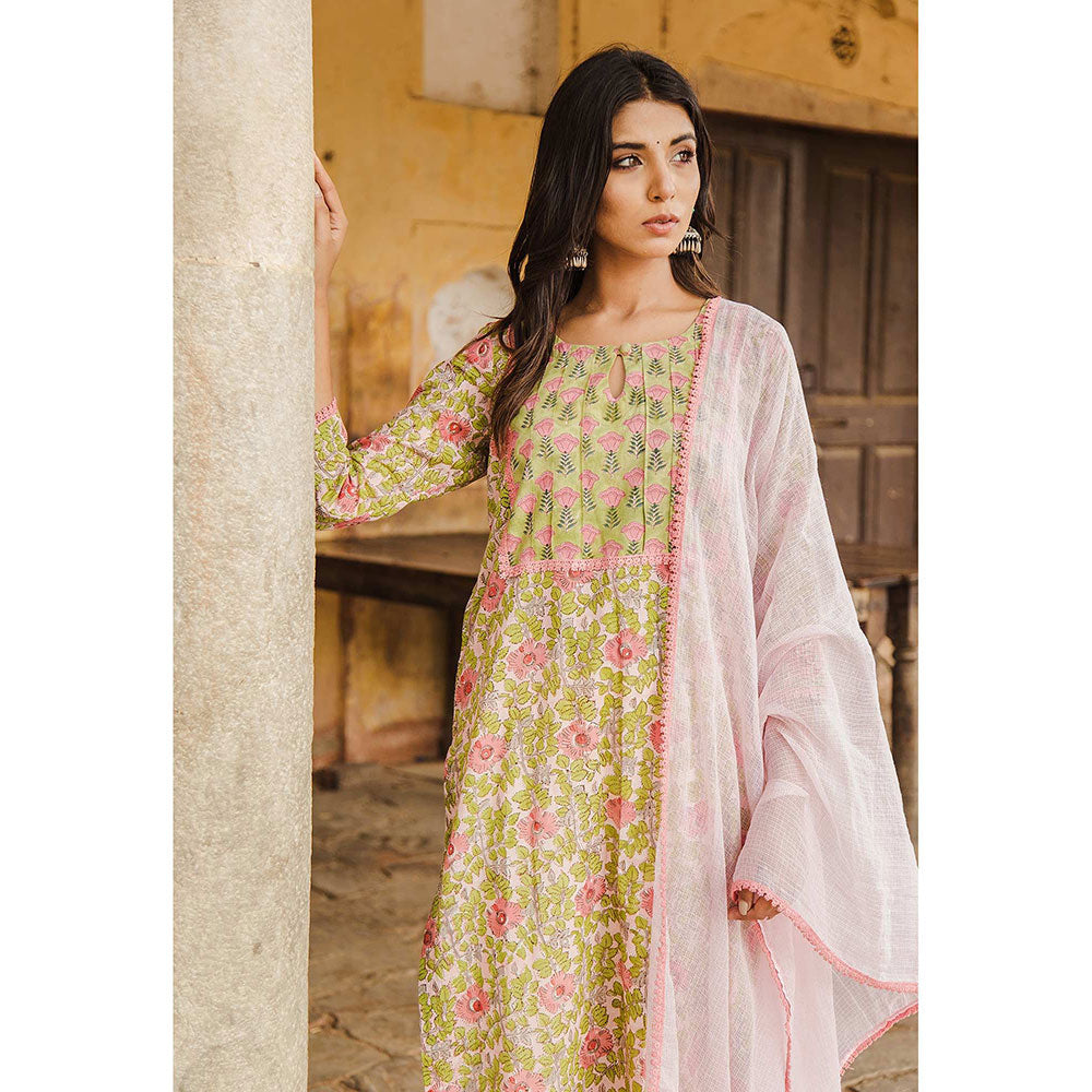Gulabo Jaipur Lata Jaal Straight Kurta And Pant With Dupatta (Set of 3)