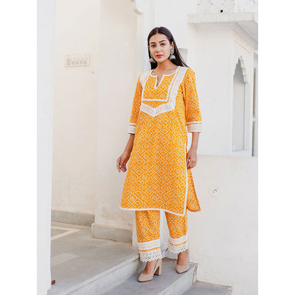 Gulabo Jaipur Baruni Yellow Straight Kurta And Pant (Set of 2)