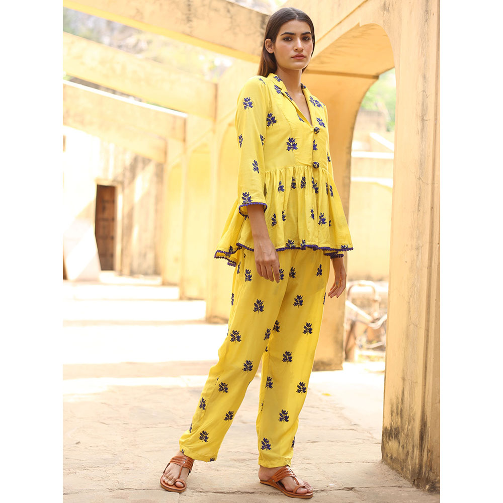 Gulabo Jaipur Saira Yellow Top And Pant (Set of 2)