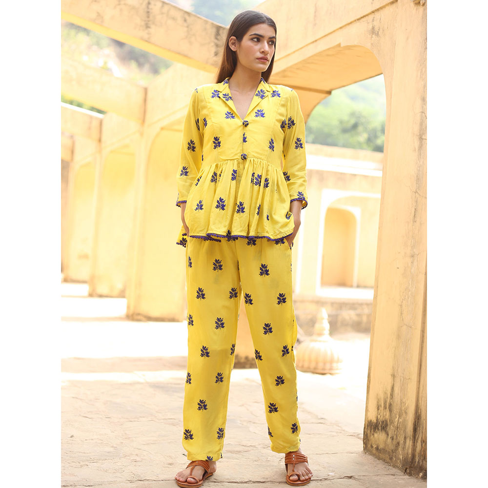 Gulabo Jaipur Saira Yellow Top And Pant (Set of 2)