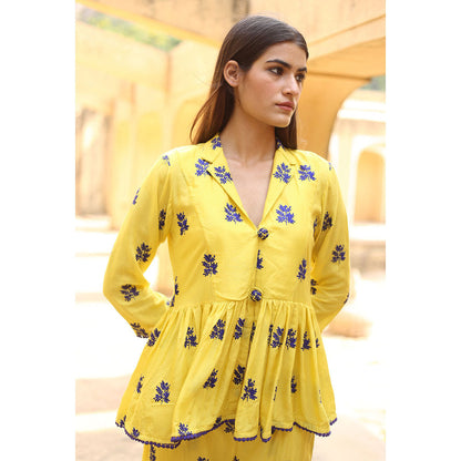 Gulabo Jaipur Saira Yellow Top And Pant (Set of 2)