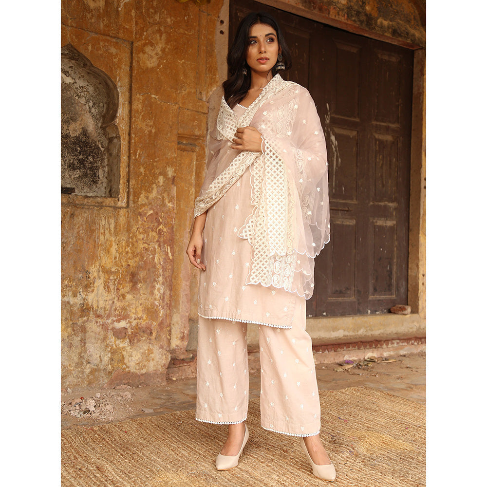 Gulabo Jaipur Grey Hai rat Kurta With Pant And Dupatta (Set Of 3)