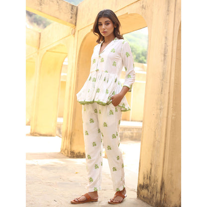 Gulabo Jaipur Saira White Top And Pant (Set of 2)