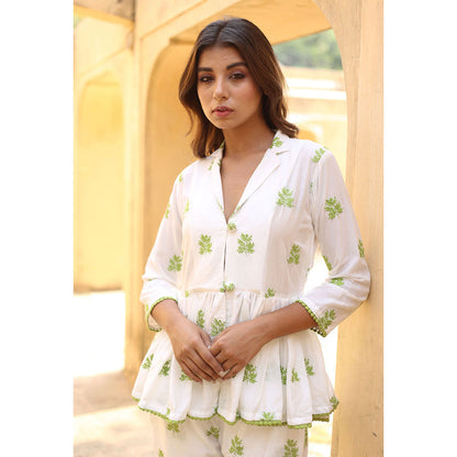 Gulabo Jaipur Saira White Top And Pant (Set of 2)