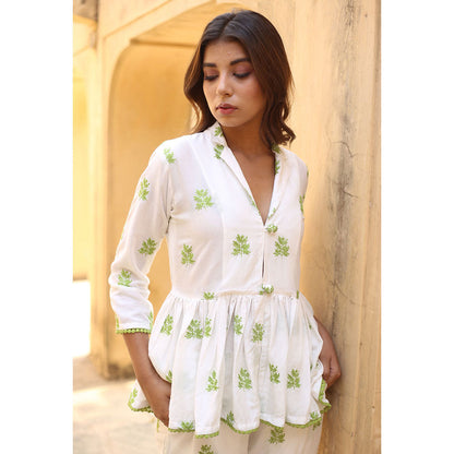 Gulabo Jaipur Saira White Top And Pant (Set of 2)