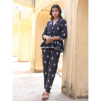 Gulabo Jaipur Saira Black Top And Pant (Set of 2)
