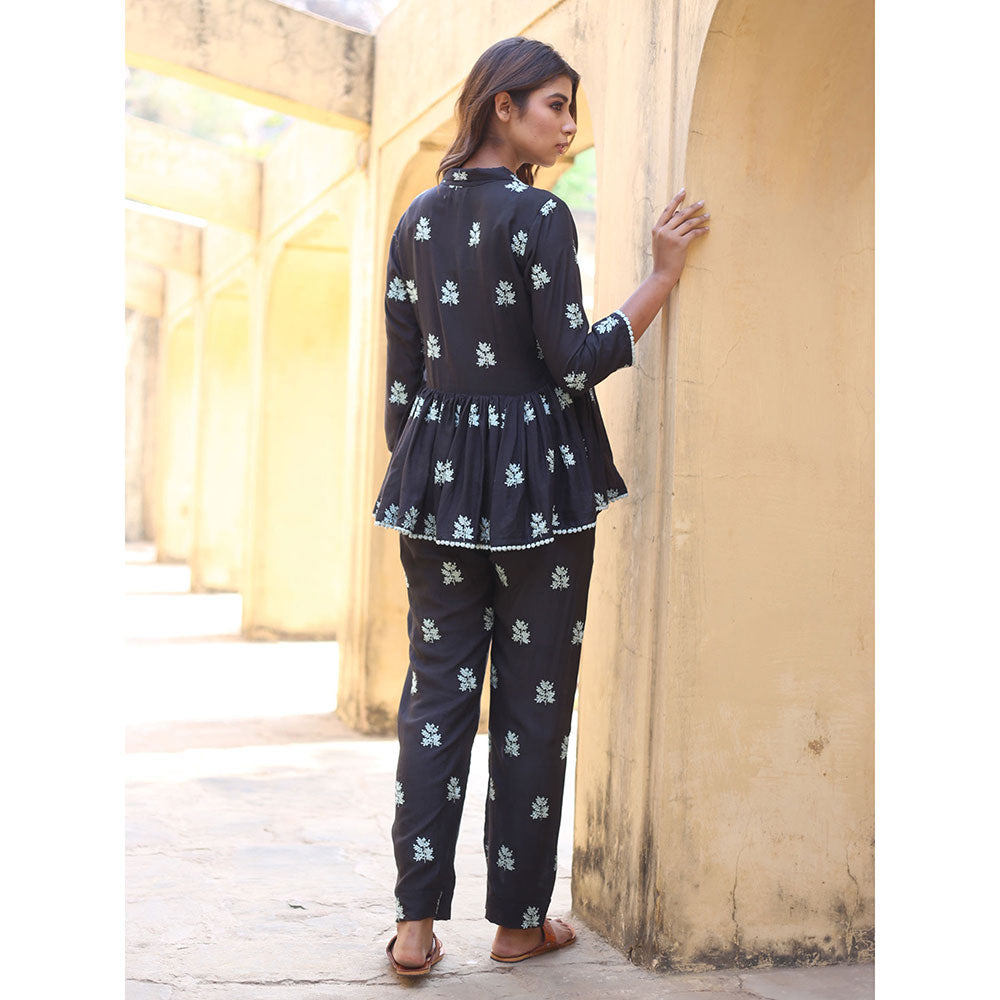 Gulabo Jaipur Saira Black Top And Pant (Set of 2)