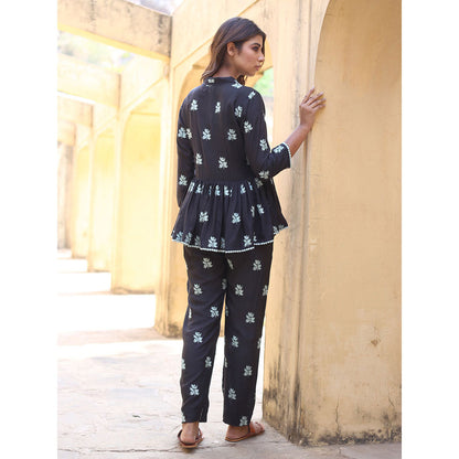 Gulabo Jaipur Saira Black Top And Pant (Set of 2)