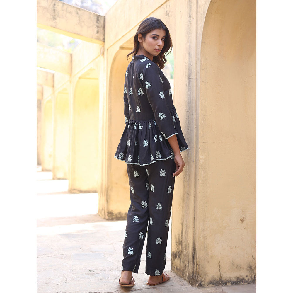 Gulabo Jaipur Saira Black Top And Pant (Set of 2)