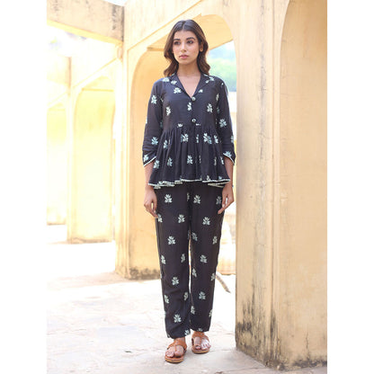 Gulabo Jaipur Saira Black Top And Pant (Set of 2)