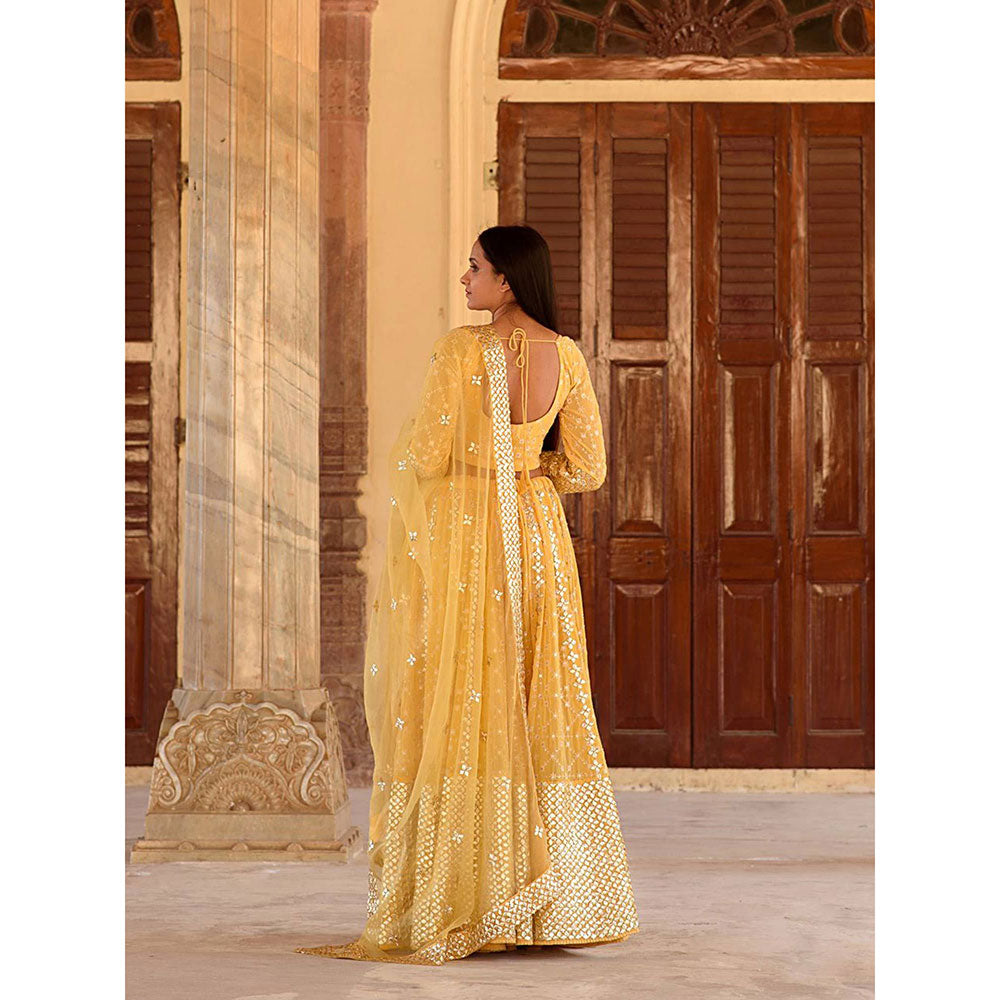 Gulabo Jaipur Nanda Yellow Lehenga (Set of 3)